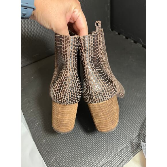 Kork-Ease Leyland Brown Leather Snakeskin Print Block Heel Ankle Boots 9M - Picture 6 of 7